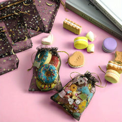 100 Pcs Organza Jewelry Gift Bag Moon Star Drawstring Candy Bag