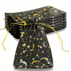 100 Pcs Organza Jewelry Gift Bag Moon Star Drawstring Candy Bag