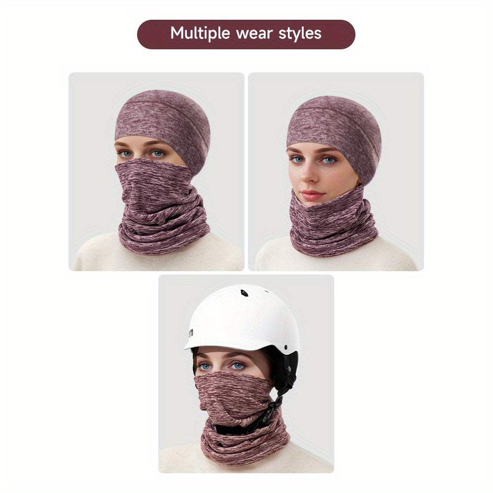 Winter Beanie Hat & Scarf Set Knitted Warm Skull Cap Neck Gaiter