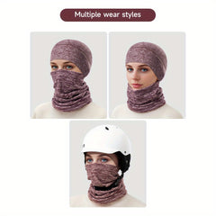 Winter Beanie Hat & Scarf Set Knitted Warm Skull Cap Neck Gaiter