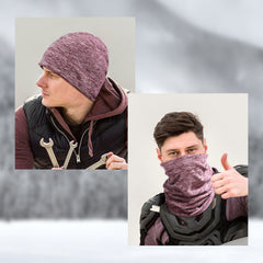 Winter Beanie Hat & Scarf Set Knitted Warm Skull Cap Neck Gaiter