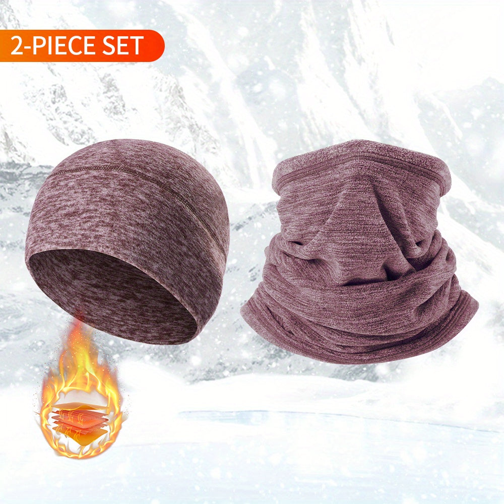 Winter Beanie Hat & Scarf Set Knitted Warm Skull Cap Neck Gaiter