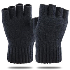 Men's Alpaca Wool Half Fingerless Knitted Gloves Winter Warm Riding Gloves