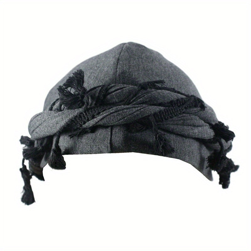 Vintage Turban Head Wrap with Tassel for Men