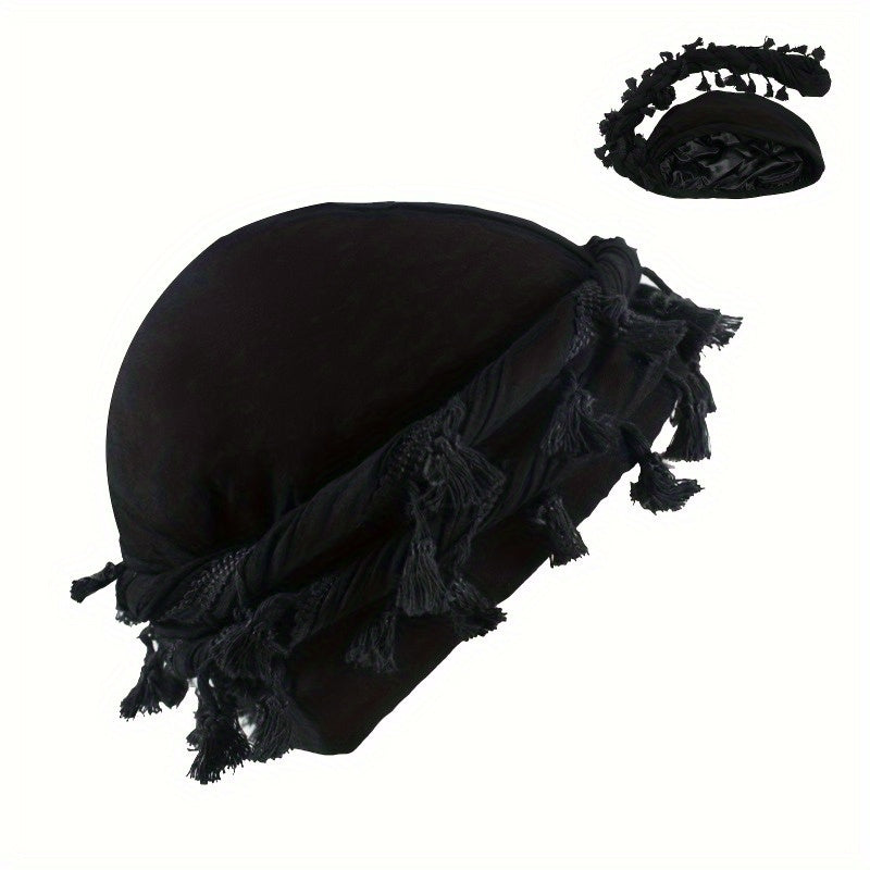 Vintage Turban Head Wrap with Tassel for Men