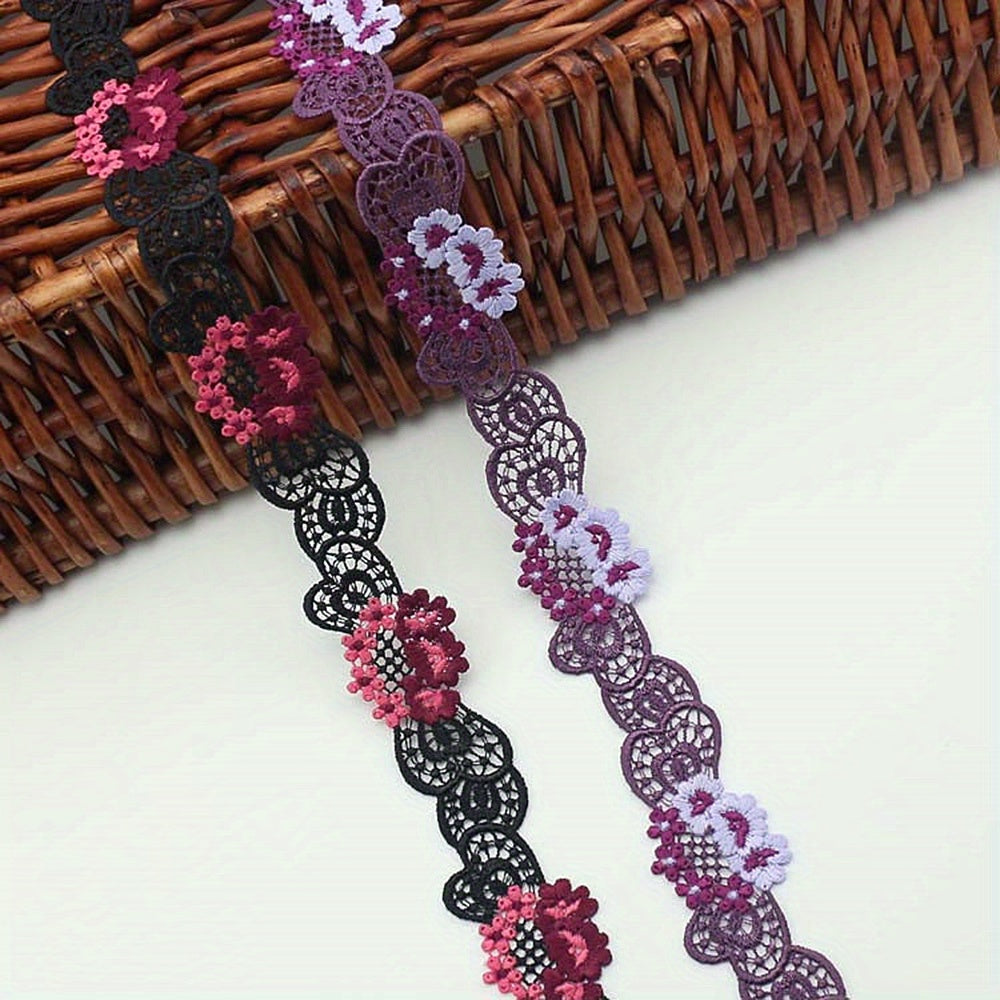 83m Polyester Silk Lace Embroidery Fabric DIY Clothing Accessories