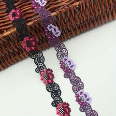 83m Polyester Silk Lace Embroidery Fabric DIY Clothing Accessories