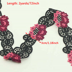 83m Polyester Silk Lace Embroidery Fabric DIY Clothing Accessories
