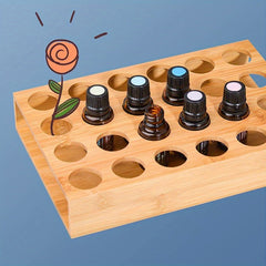 Bamboo Wood 24 Grids Essential Bottle Display Rack