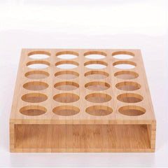 Bamboo Wood 24 Grids Essential Bottle Display Rack