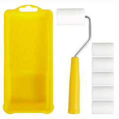8pcs Mini Foam Paint Roller Set with Handle and Trays