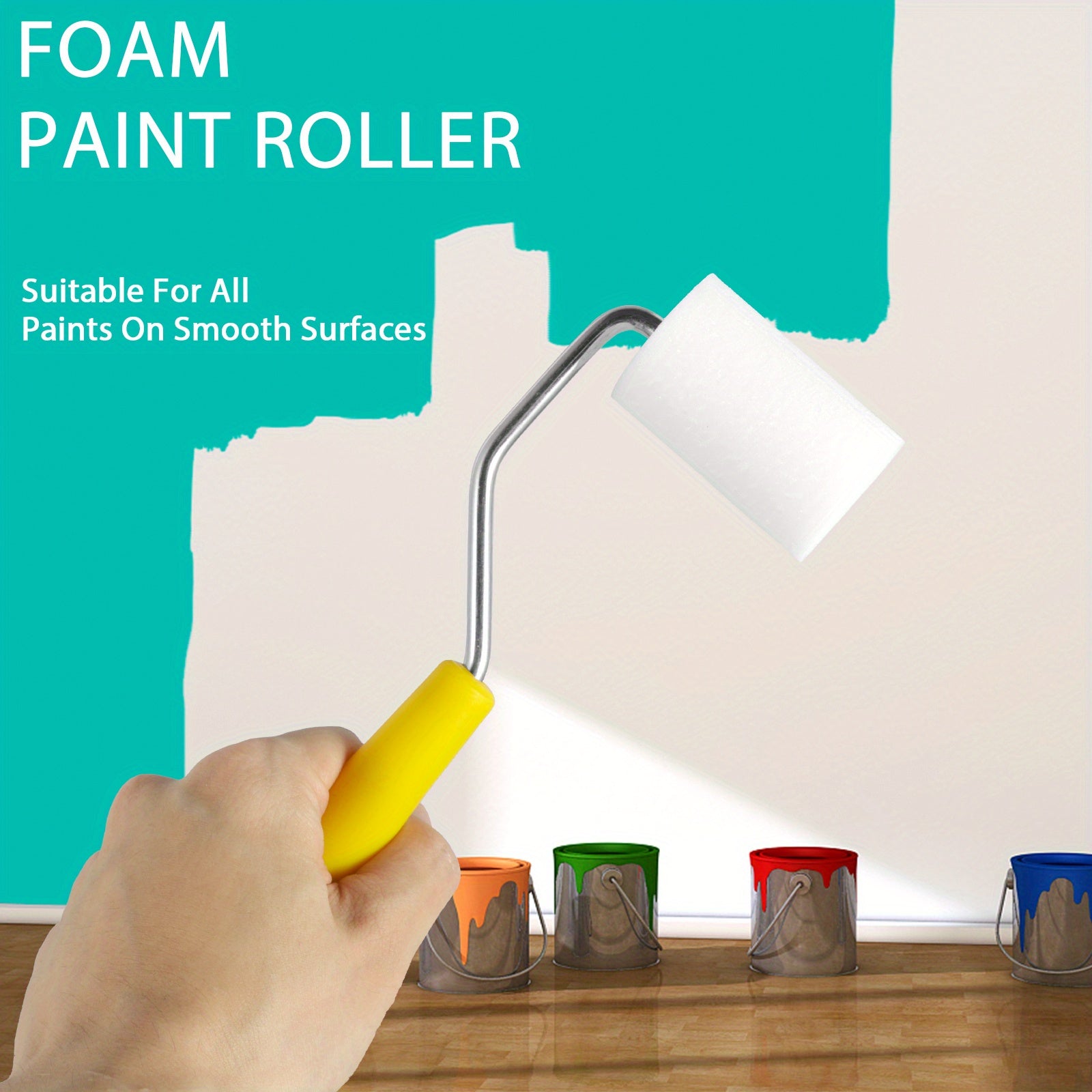 8pcs Mini Foam Paint Roller Set with Handle and Trays