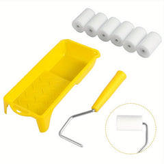 8pcs Mini Foam Paint Roller Set with Handle and Trays