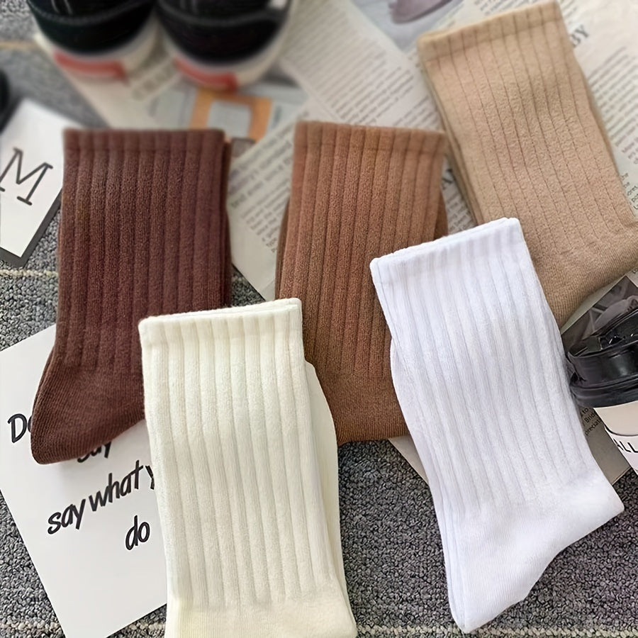 6 Pairs Comfy Breathable Sports Crew Socks