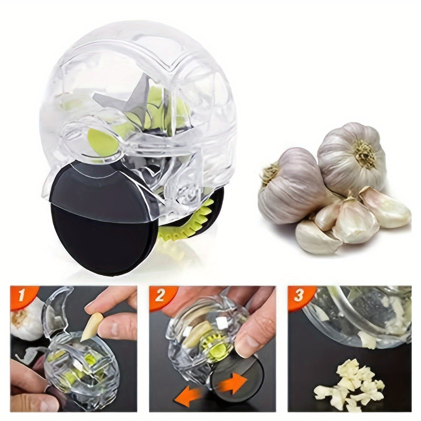 Transparent Roller Garlic Chopper Manual Vegetable Grinding Tools