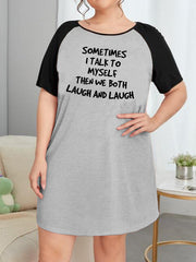 Women's Plus Letter Graphic Raglan Nightdress