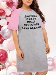 Women's Plus Letter Graphic Raglan Nightdress