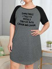 Women's Plus Letter Graphic Raglan Nightdress