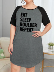 Nightdress Women's Plus Letter Graphic Raglan