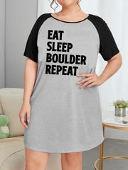 Nightdress Women's Plus Letter Graphic Raglan