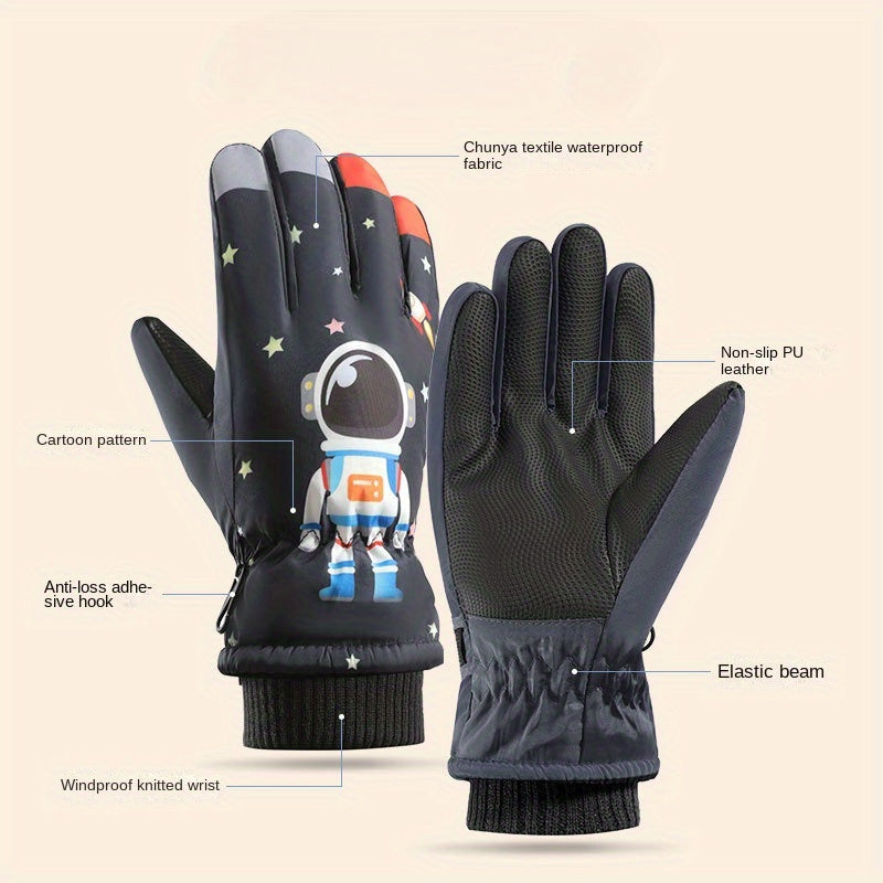 Winter Cartoon Skiing Gloves Boys Girls Warm Keeping Waterproof