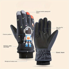 Winter Cartoon Skiing Gloves Boys Girls Warm Keeping Waterproof