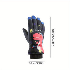 Winter Cartoon Skiing Gloves Boys Girls Warm Keeping Waterproof