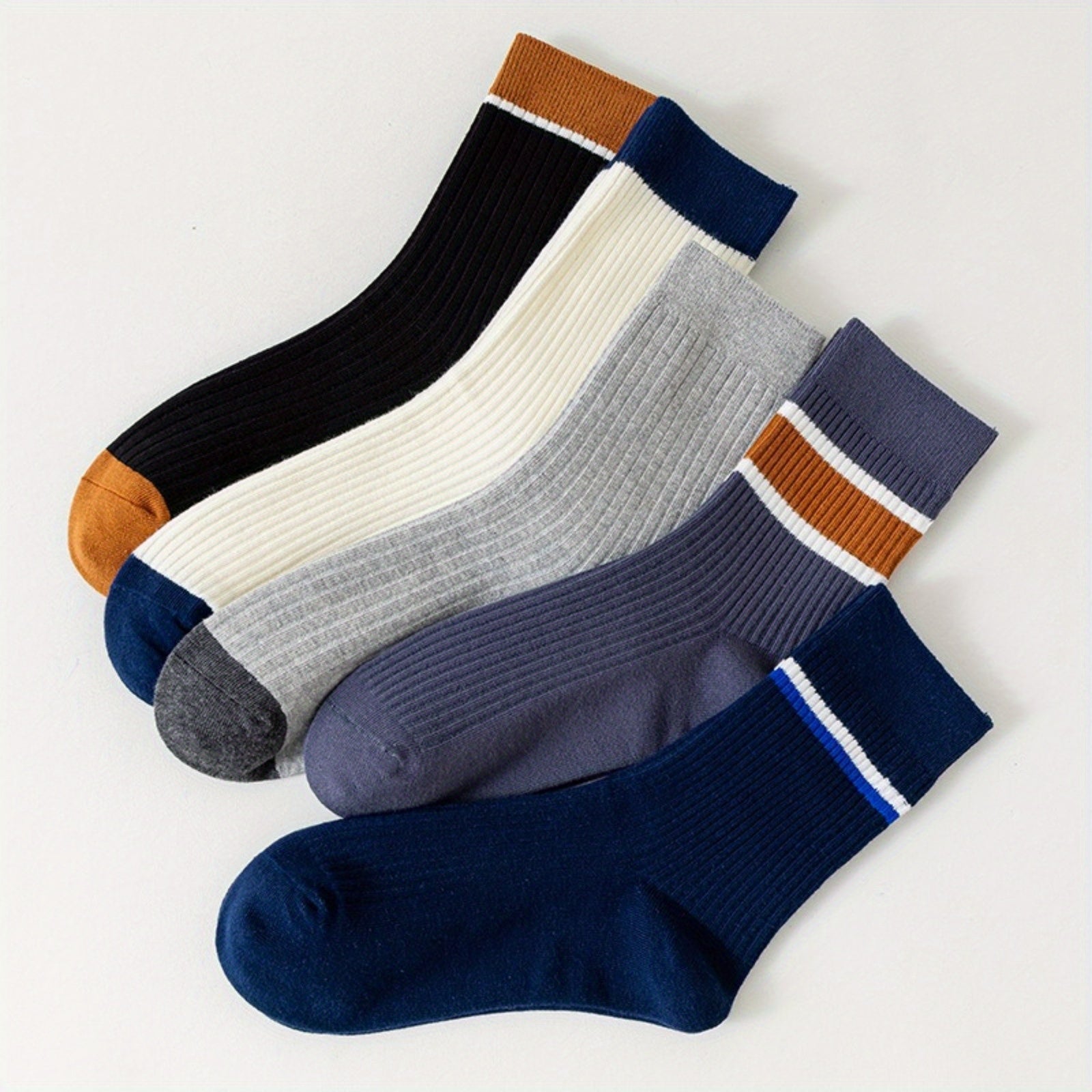 6 Pairs Men's Crew Socks Breathable Sport Socks