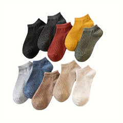 5 Pairs Casual Ankle Socks Unisex Breathable Low Cut Spring Summer Assorted
