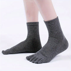5 Pairs Men's Cotton Toe Socks Deodorant Sweat Absorbing