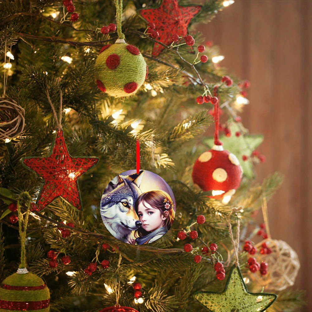 Wolf Little Girl Christmas Tree DIY Acrylic Pendant Blessing