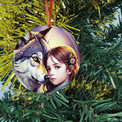 Wolf Little Girl Christmas Tree DIY Acrylic Pendant Blessing
