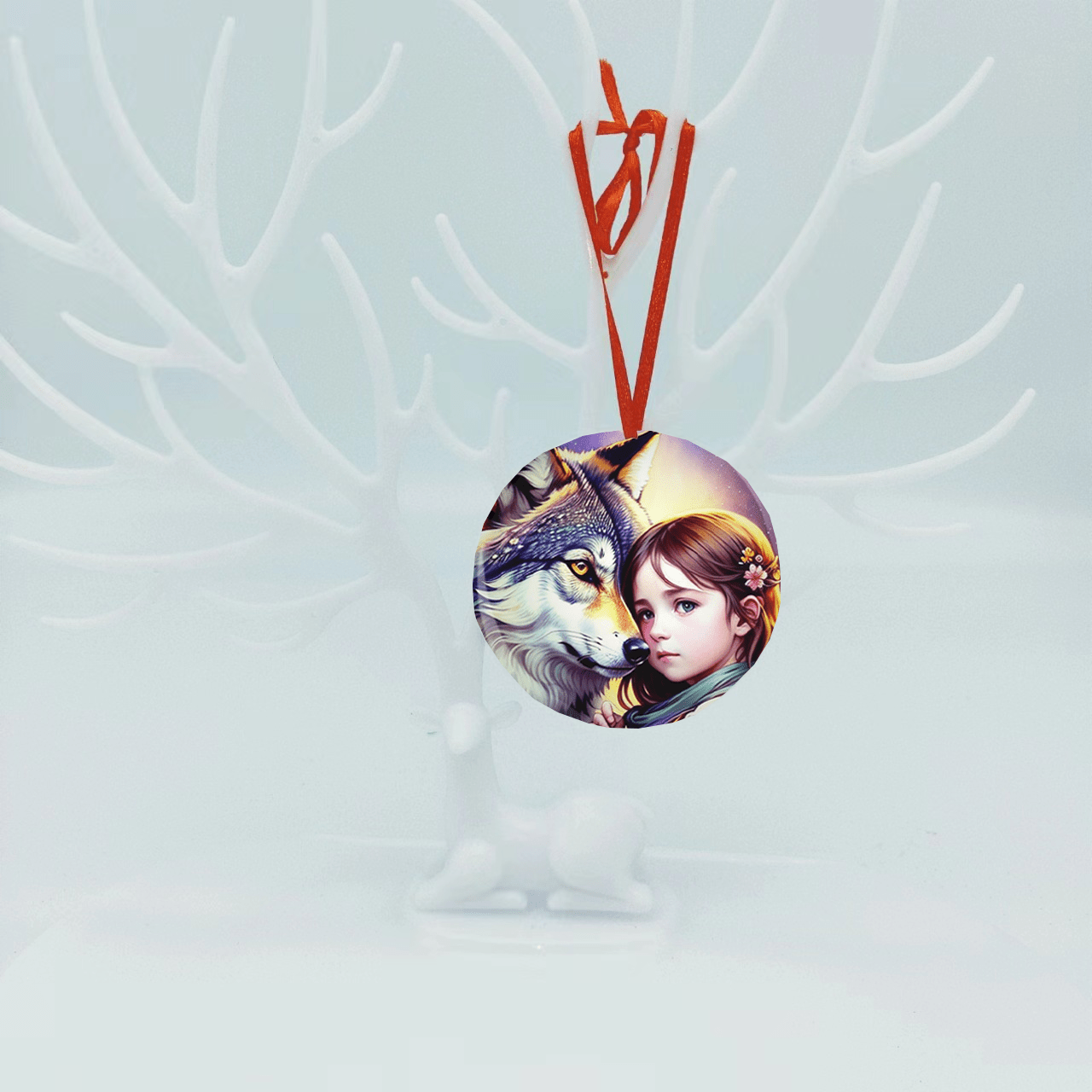 Wolf Little Girl Christmas Tree DIY Acrylic Pendant Blessing