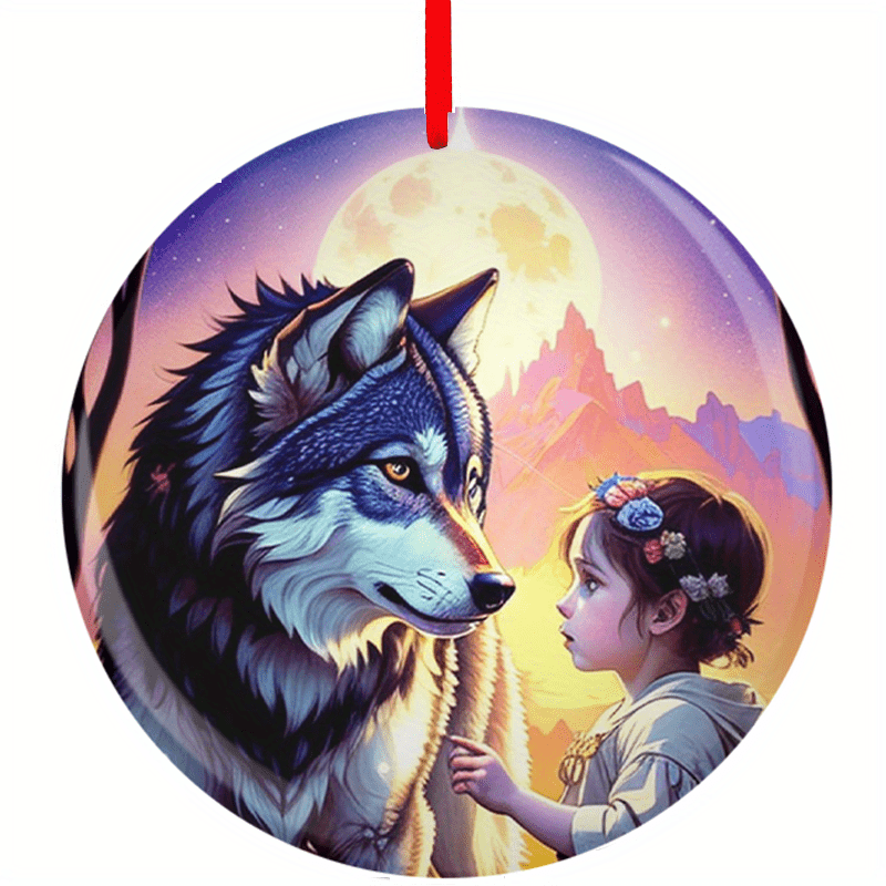 Wolf & Girl Christmas Tree Blessing DIY Acrylic Pendant