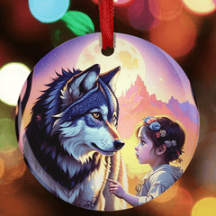 Wolf & Girl Christmas Tree Blessing DIY Acrylic Pendant