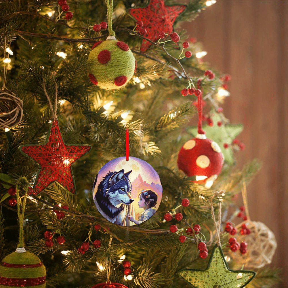 Wolf & Girl Christmas Tree Blessing DIY Acrylic Pendant