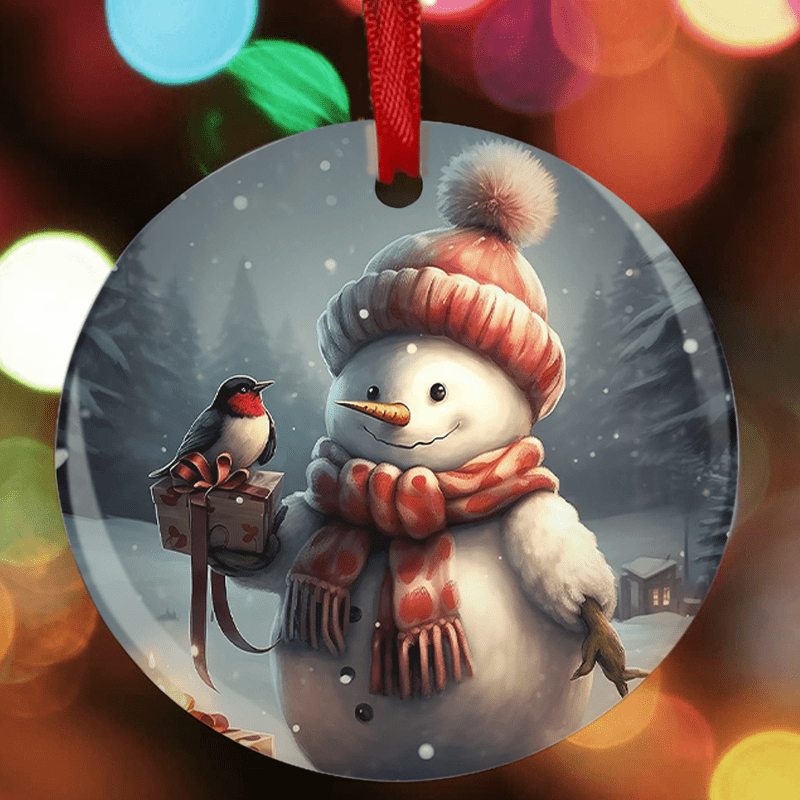 Snowman Christmas Tree Blessing DIY Acrylic Pendant Holiday Pendant