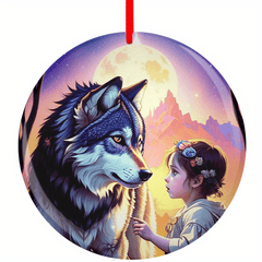 Wolf & Girl Christmas Tree Blessing DIY Acrylic Pendant