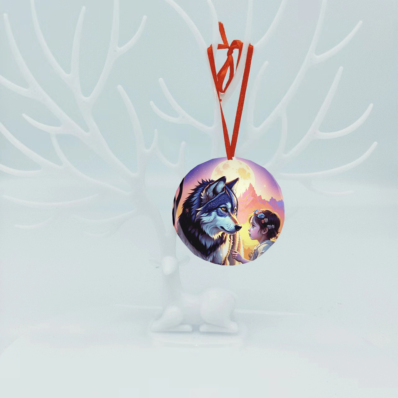 Wolf & Girl Christmas Tree Blessing DIY Acrylic Pendant