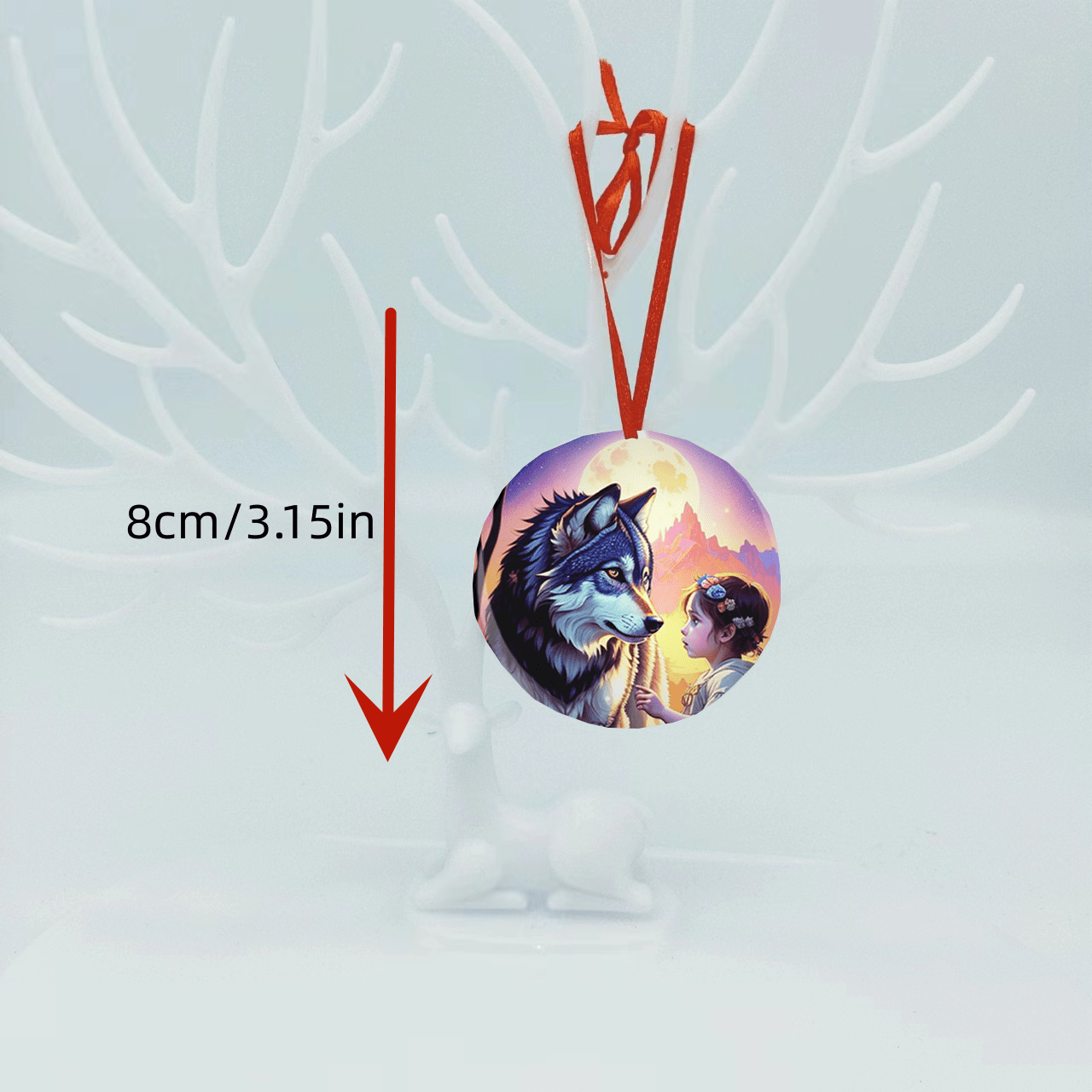 Wolf & Girl Christmas Tree Blessing DIY Acrylic Pendant