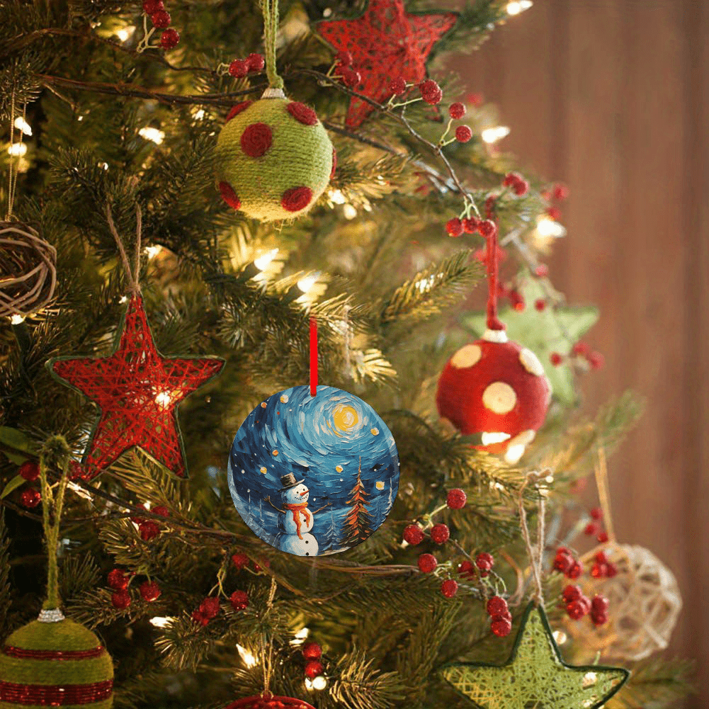 Snowman Christmas Tree Pendant Holiday Blessing DIY Acrylic