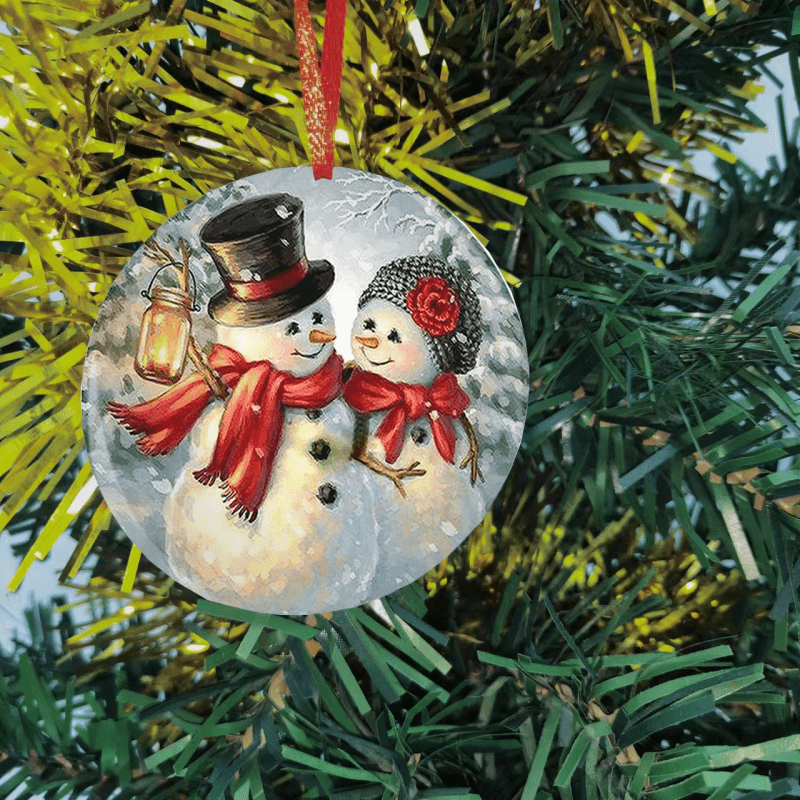 Snowman Christmas Tree Blessing Acrylic Pendant DIY Holiday Decor