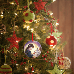 Little Girls With Wolf Christmas Tree Blessing DIY Acrylic Pendant