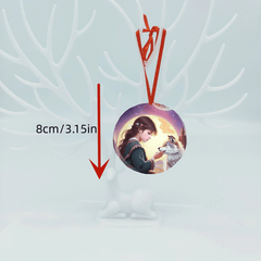 Little Girls With Wolf Christmas Tree Blessing DIY Acrylic Pendant