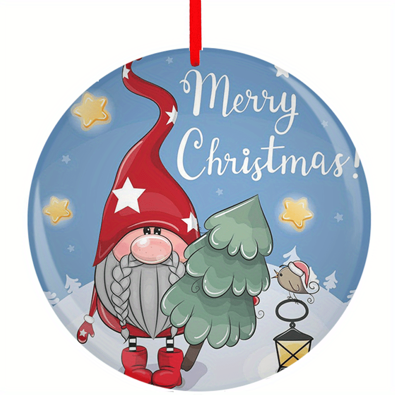 Santa Claus Christmas Tree Blessing Acrylic Pendant DIY Holiday Decor