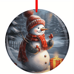Snowman Christmas Tree Blessing Acrylic Pendant Holiday Decor
