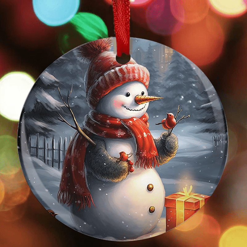 Snowman Christmas Tree Blessing Acrylic Pendant Holiday Decor