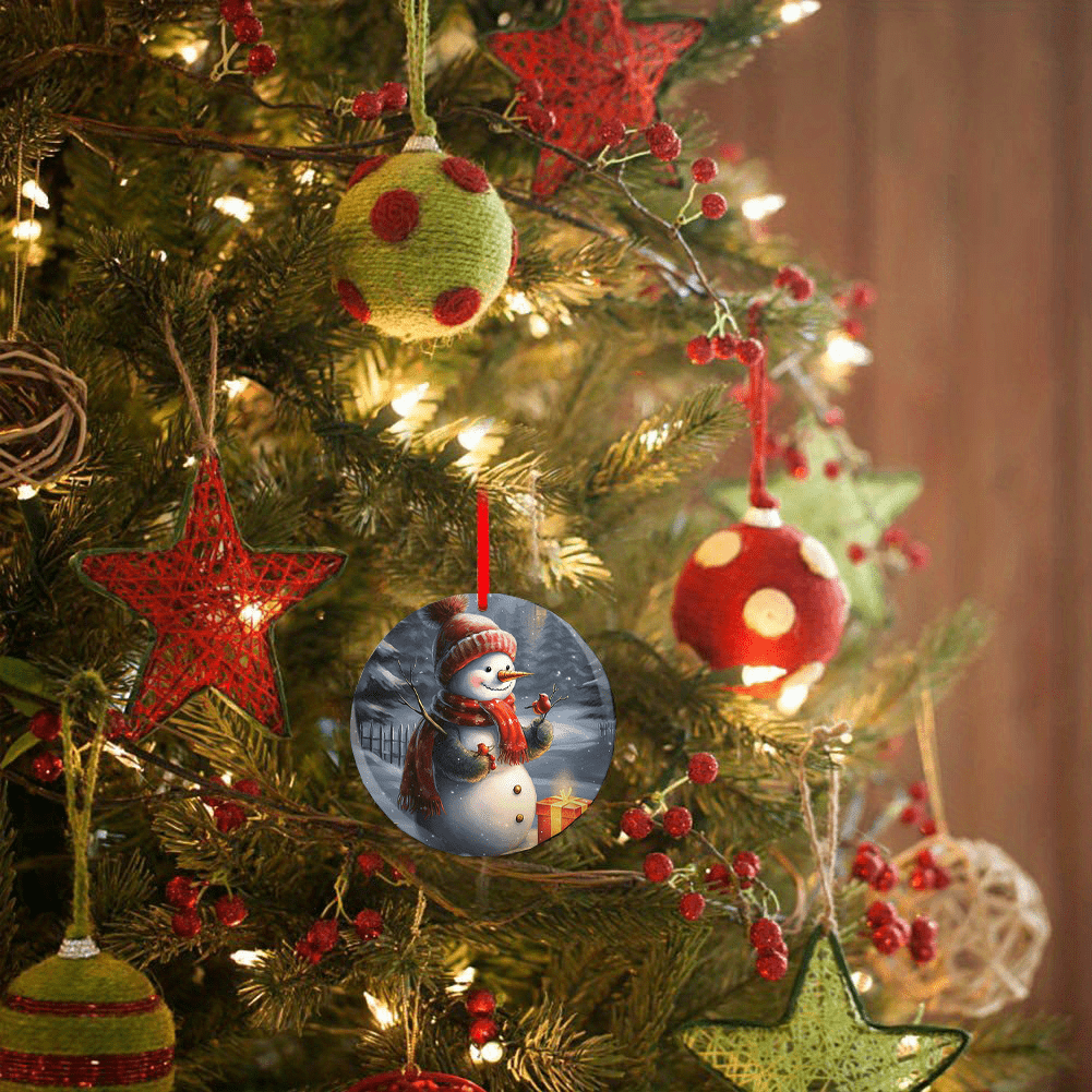 Snowman Christmas Tree Blessing Acrylic Pendant Holiday Decor