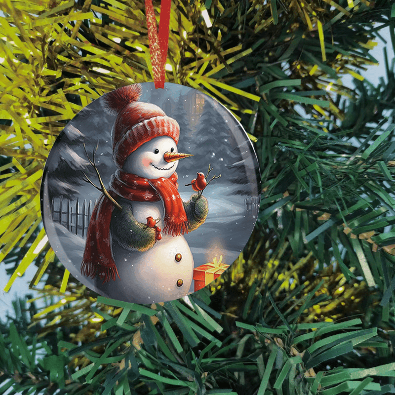 Snowman Christmas Tree Blessing Acrylic Pendant Holiday Decor
