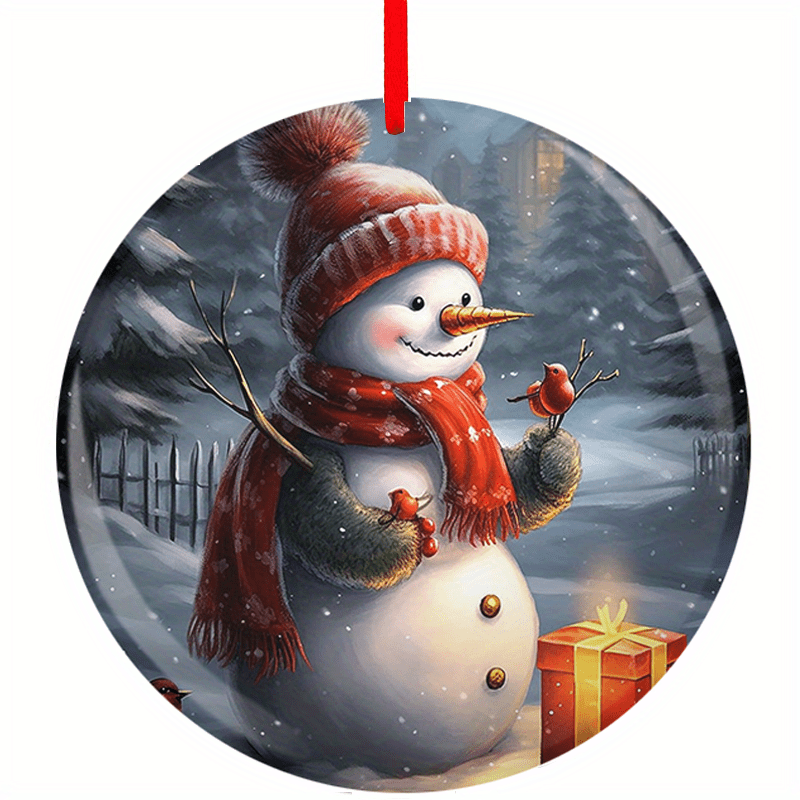 Snowman Christmas Tree Blessing Acrylic Pendant Holiday Decor